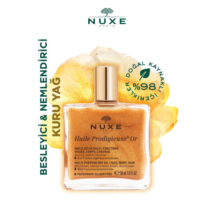 Nuxe Huile Prodigieuse Or Altın Parıltılı Çok Amaçlı Kuru Yağ (Yüz, Vücut, Saç) 50 ml - 3