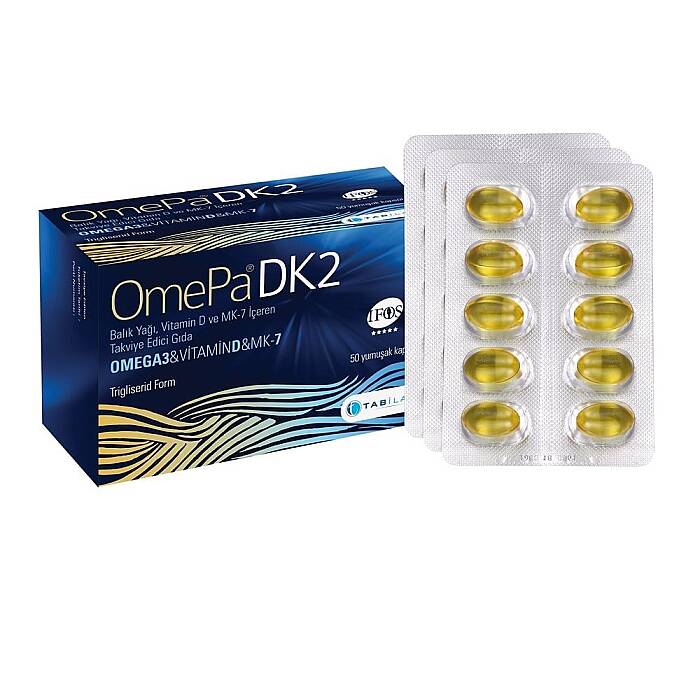 OmePa DK2 Omega 3 & Vitamin D & MK-7 50 Yumuşak Kapsül - 1