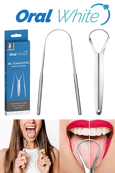 Oral White Paslanmaz Çelik Dil Temizleyici ve Dil Sıyırıcı 2 Parça - 2