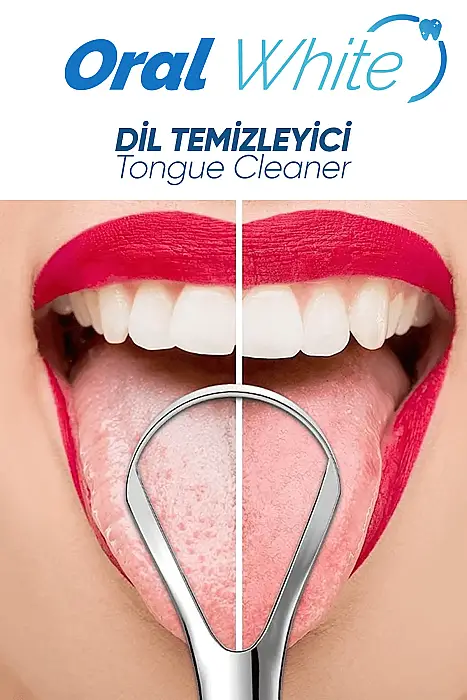 Oral White Paslanmaz Çelik Dil Temizleyici ve Dil Sıyırıcı 2 Parça - 3