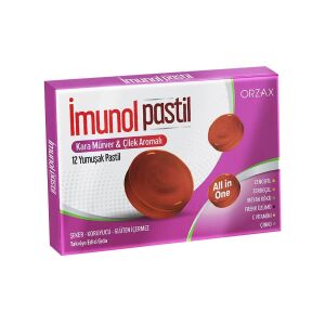 Orzax İmunol Pastil Kara Mürver & Çilek Aromalı 12'li - Orzax
