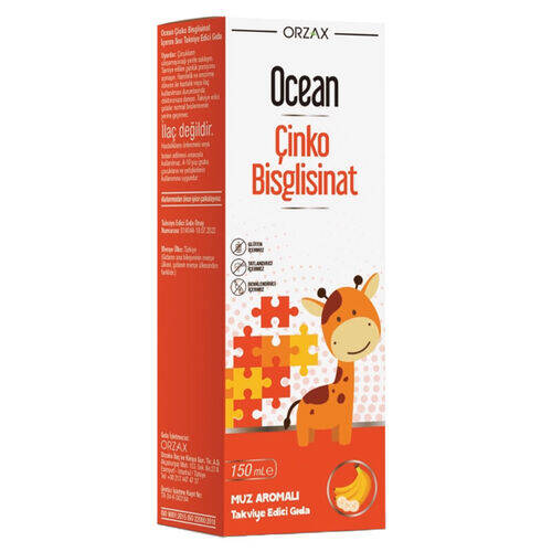Orzax Ocean Çinko Bisglisinat 10 mg Şurup Muz Aromalı 150 ml - 1