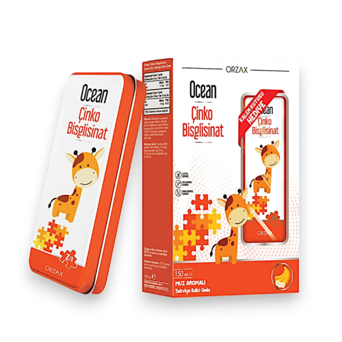Orzax Ocean Çinko Bisglisinat Şurup Muz Aromalı 150 ml + Kalem Kutusu Hediyeli - 1