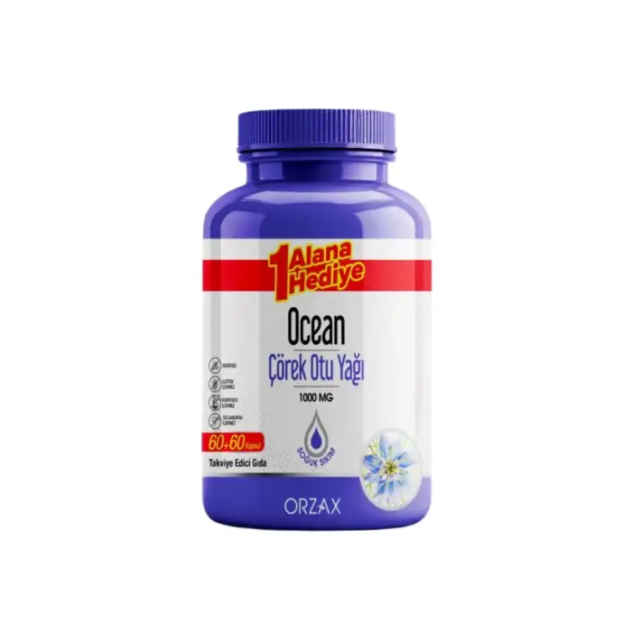 Orzax Ocean Çörek Otu Yağı 1000 mg 60 + 60 Kapsül - 1