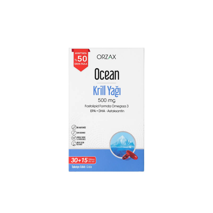 Orzax Ocean Krill Oil 500 mg 45 Kapsül - %50 Daha Fazla - 1
