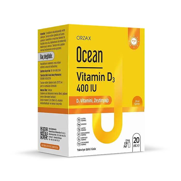 Orzax Ocean Vitamin D3 400 IU Oral Sprey 20 ml - 1