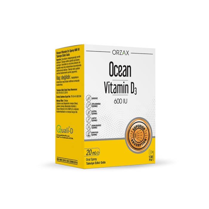 Orzax Ocean Vitamin D3 600 IU Sprey 20 ml - 1