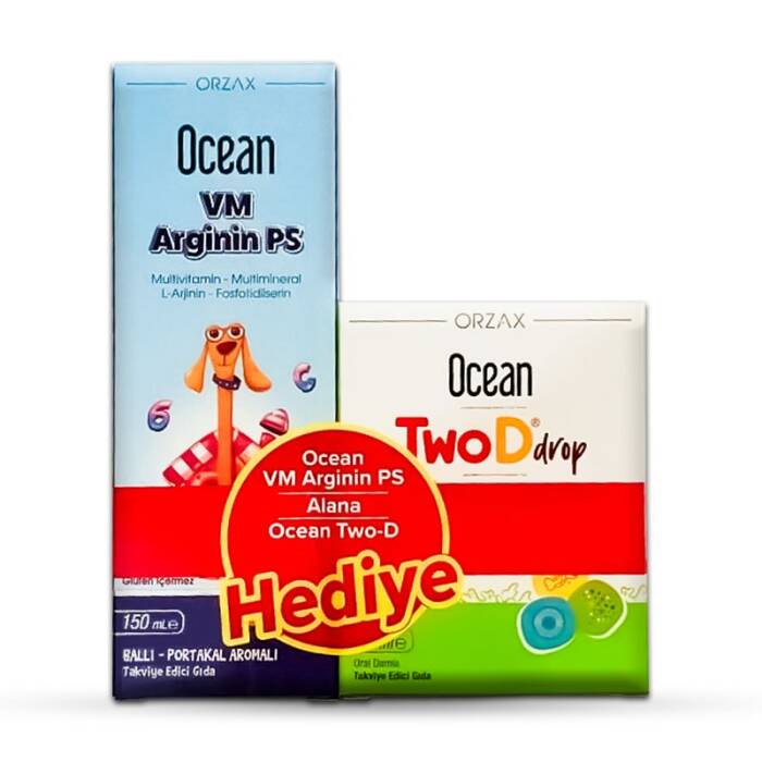 Orzax Ocean VM Arginin PS Şurup 150 ml + Orzax Ocean TwoD Drop Damla 30 ml Hediye - 1