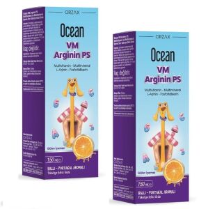 Orzax Ocean VM Arginin PS Şurup Ballı Portakal Aromalı 150 ml - 1 Alana 1 Bedava - Orzax