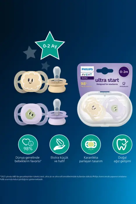 Philips Avent Ultra Start Nighttime Emzik 0-2 Ay 2'li (Şeffaf) - 2