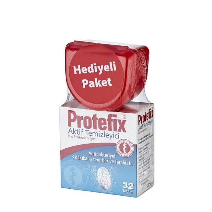 Protefix Aktif Temizleyici Diş Protezleri İçin 32 Tablet + Protez Kabı Hediyeli - 1