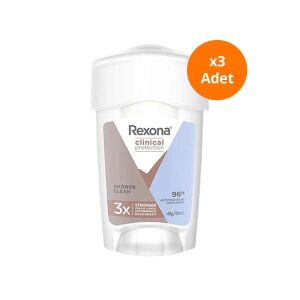 Rexona Clinical Protection Shower Clean Unisex Krem Deodorant 45 ml 3'lü Paket - Rexona