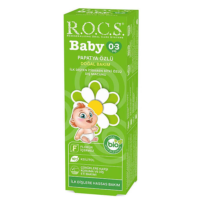 Rocs Baby 0-3 Yaş Papatya Özlü Yutulabilen Diş Macunu 35 ml - 1