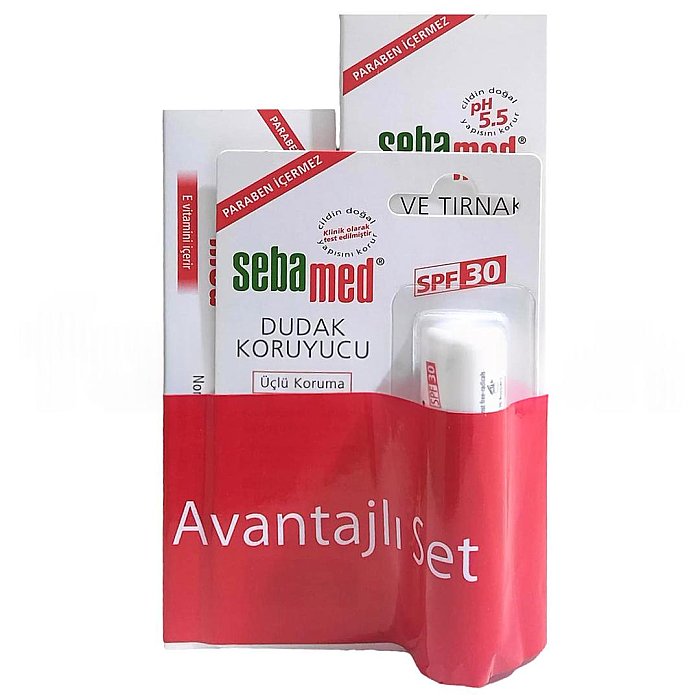Sebamed El ve Tırnak Balsamı 75 ml + Nemlendirici Krem 50 ml + Dudak Koruyucu SPF30+ 4,8 gr - 1