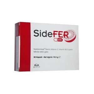 Sidefer Sukrozomiyal Demir - Vitamin C - Vitamin B12 İçeren 30 Kapsül - Sidefer