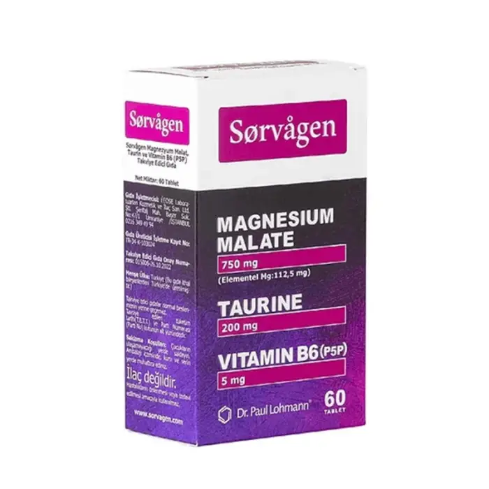 Sorvagen Magnezyum Malat Taurin Vitamin B6 60 Tablet - 1