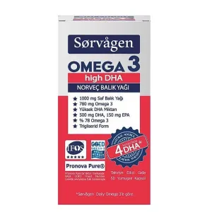 Sorvagen Omega 3 High DHA Norveç Balık Yağı 50 Yumuşak Kapsül - Sorvagen
