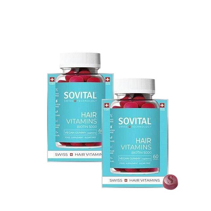 Sovital Hair Vitamins Vegan Gummy Saç Vitamini 60 Gummies 2'li Set - 1