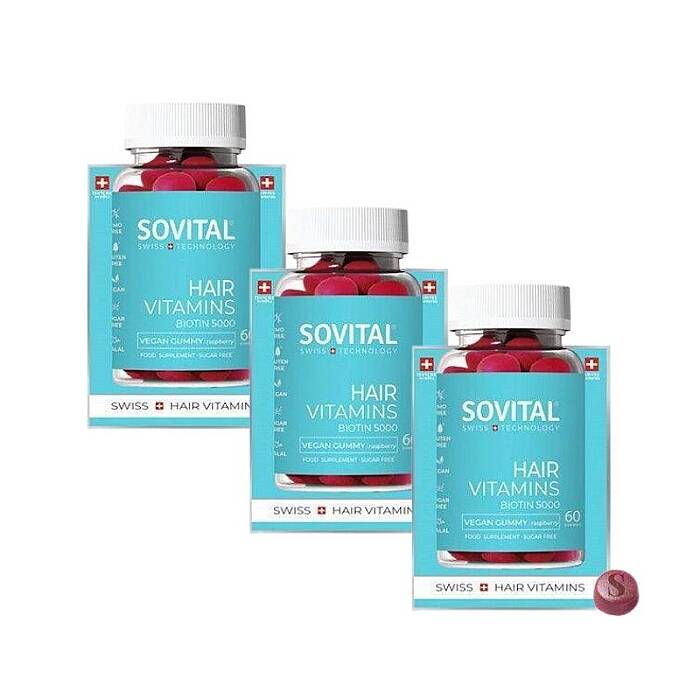 Sovital Hair Vitamins Vegan Gummy Saç Vitamini 60 Gummies 3'lü set - 1