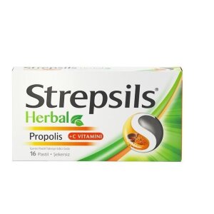 Strepsils Herbal Propolis + C Vitamini 16 Pastil - Strepsils Herbal