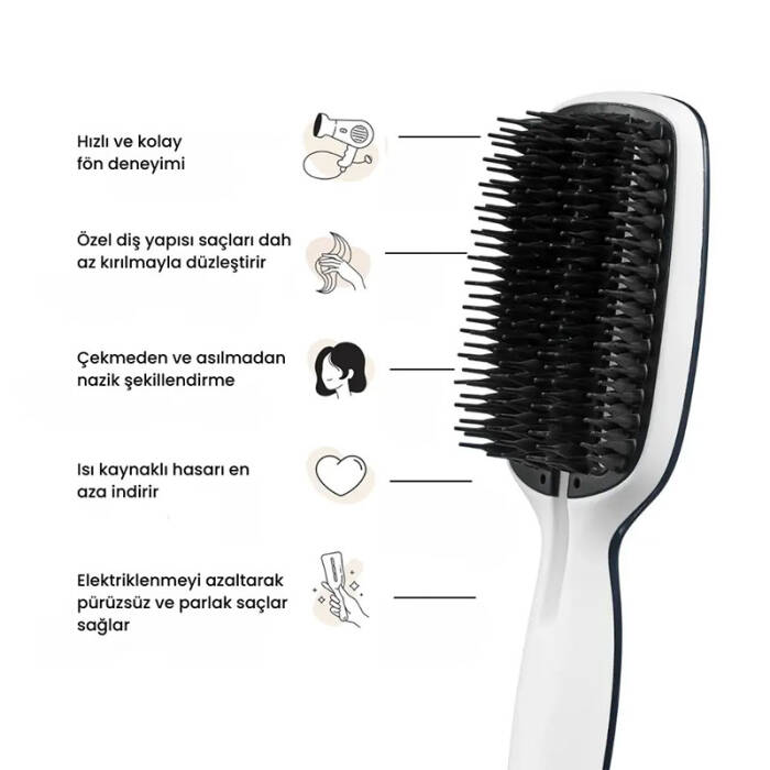Tangle Teezer Blow Styling Paddle Small Blue-Cream Saç Fırçası - 2