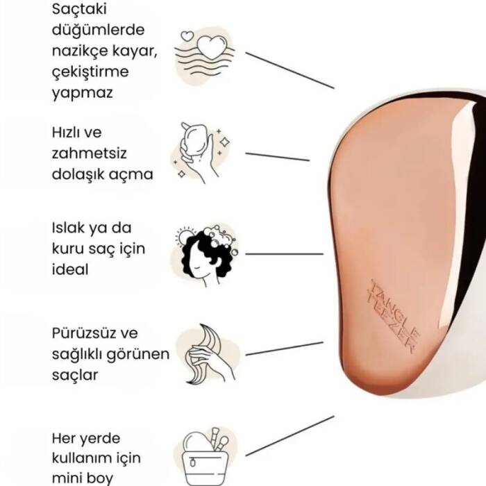 Tangle Teezer Compact Styler Rose Gold Cream Saç Fırçası - 5