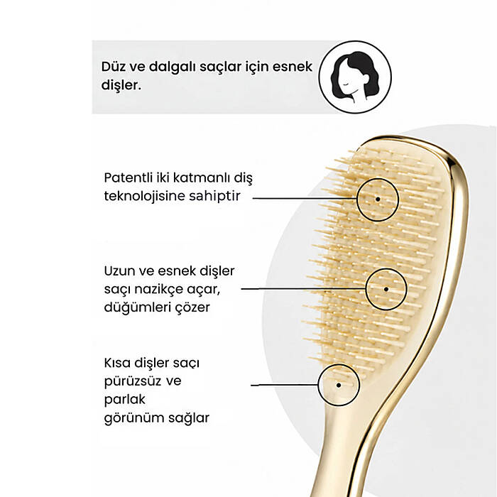 Tangle Teezer Mini Ultimate Detangler Champagne Gold Chrome Saç Fırçası - 3