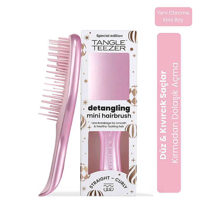 Tangle Teezer Mini Ultimate Detangler Satin Pink Chrome Saç Fırçası - 2