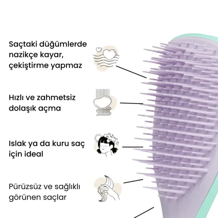 Tangle Teezer Mini Wet Detangler Lilac & Mint Saç Fırçası - 5