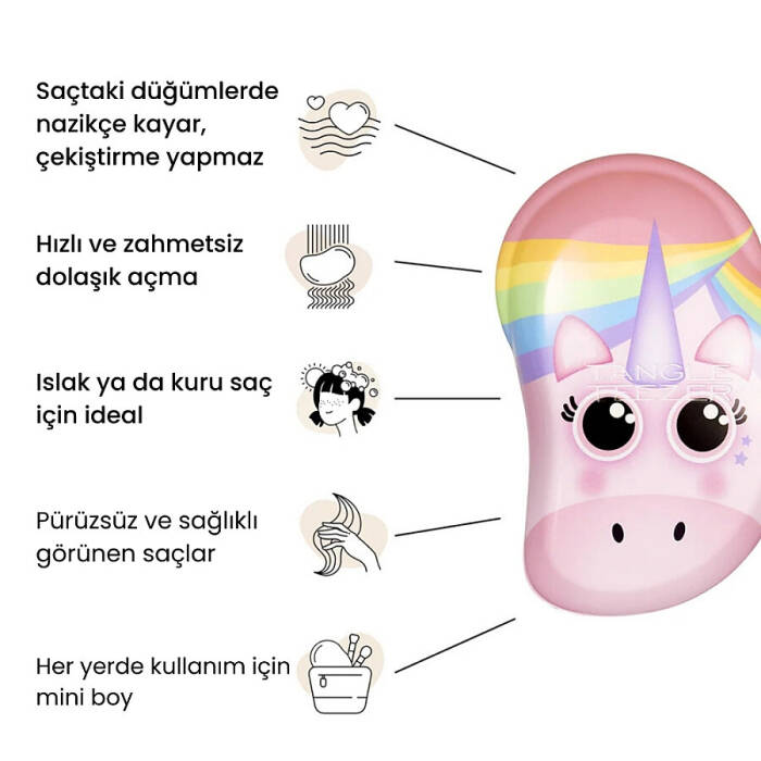 Tangle Teezer Small Original Pink Unicorn Çocuk Saç Fırçası - 4