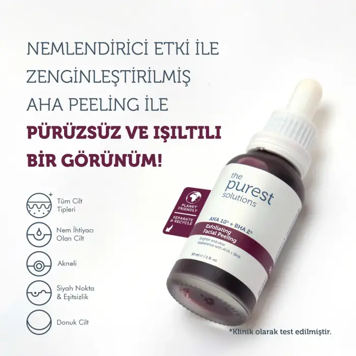 The Purest Solutions AHA & BHA Canlandırıcı ve Cilt Tonu Eşitleyici Kırmızı Peeling Cilt Serumu 30 ml - 4