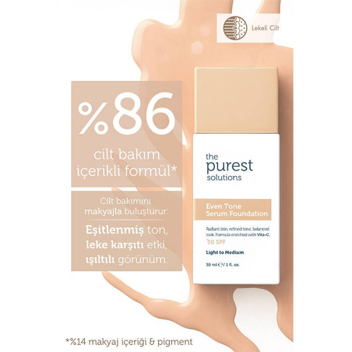 The Purest Solutions Cilt Tonu Eşitleyici & Leke Karşıtı Serum Fondöten SPF 50+ 30 ml – Açık/Orta Ton - 4