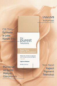 The Purest Solutions Cilt Tonu Eşitleyici & Leke Karşıtı Serum Fondöten SPF 50+ 30 ml – Açık/Orta Ton - 6