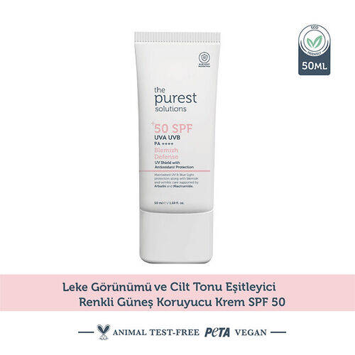 The Purest Solutions Cilt Tonu Eşitleyici ve Leke Karşıtı Blemish Defense Renkli Güneş Koruyucu Krem SPF 50 50 ml - 2