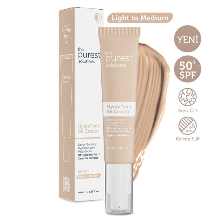 The Purest Solutions Kuru ve Karma Ciltler İçin Yoğun Nemlendirici BB Krem SPF 50+ 40 ml – Açık/Orta Ton - 2