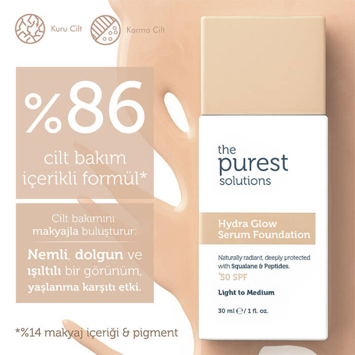 The Purest Solutions Nemlendirici & Canlandırıcı Serum Fondöten SPF 50+ 30 ml – Açık/Orta Ton - 5