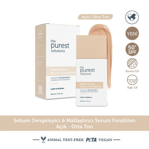 The Purest Solutions Sebum Dengeleyici & Matlaştırıcı Serum Fondöten SPF 50+ 30 ml – Açık/Orta Ton - 3
