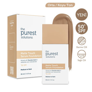 The Purest Solutions Sebum Dengeleyici & Matlaştırıcı Serum Fondöten SPF 50+ 30 ml – Orta/Koyu Ton - 2