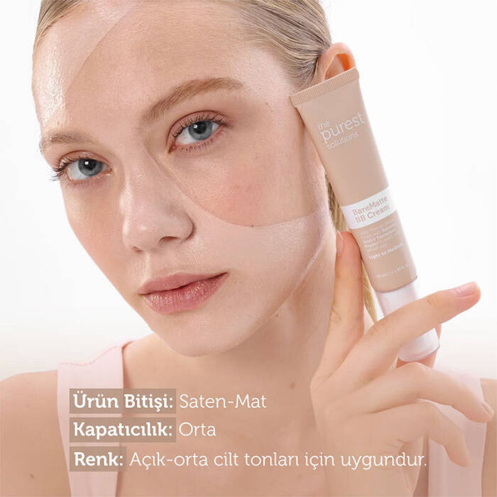 The Purest Solutions Yağlı ve Karma Ciltler İçin Matlaştırıcı BB Krem SPF 50+ 40 ml – Açık/Orta Ton - 7
