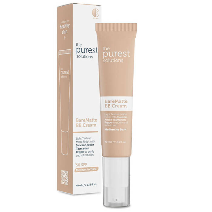 The Purest Solutions Yağlı ve Karma Ciltler İçin Matlaştırıcı BB Krem SPF 50+ 40 ml – Orta/Koyu Ton - 1