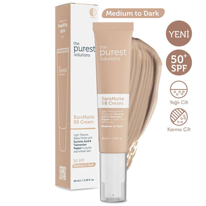 The Purest Solutions Yağlı ve Karma Ciltler İçin Matlaştırıcı BB Krem SPF 50+ 40 ml – Orta/Koyu Ton - 2