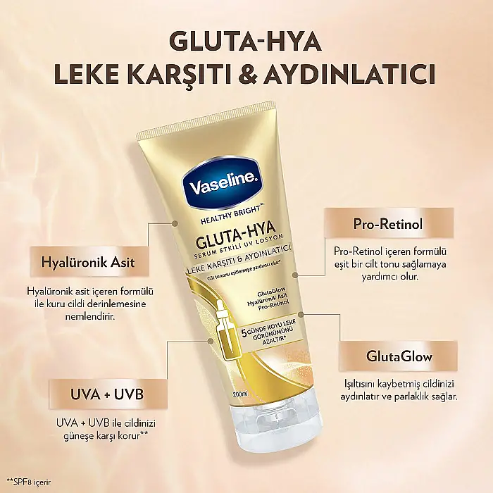 Vaseline Gluta-Hya Serum Etkili UV Losyon Leke Karşıtı & Aydınlatıcı 200 ml - 8