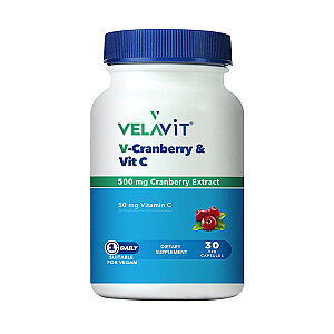 Velavit Cranberry ve C Vitamini İçeren Takviye Edici Gıda 30 Kapsül - Velavit