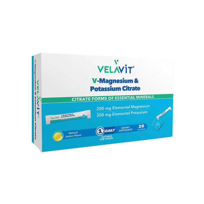 Velavit V-Magnesium & Potassium Citrate Takviye Edici Gıda 20 Toz Poşet - 1