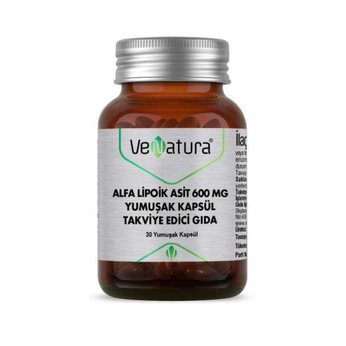 VeNatura Alfa Lipoik Asit 600 mg Takviye Edici Gıda 30 Yumuşak Kapsül - 1
