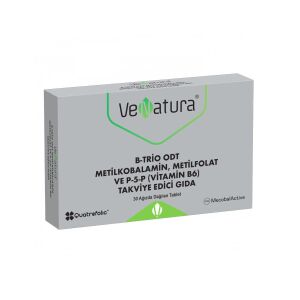 VeNatura B-Trio ODT Metilkobalamin, Metilfolat ve P-5-P (Vitamin B6) Takviye Edici Gıda 30 Tablet - VeNatura