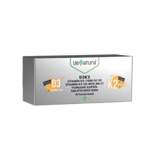 VeNatura D3K2 Vitamin D3 ve Vitamin K2 Takviye Edici Gıda 60 Yumuşak Kapsül - VeNatura