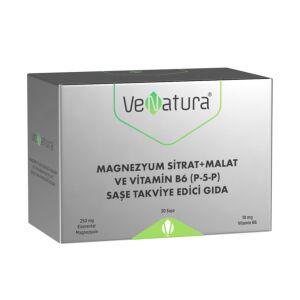 VeNatura Magnezyum Sitrat + Malat ve Vitamin B6 (P-5-P) Takviye Edici Gıda 30 Saşe - VeNatura