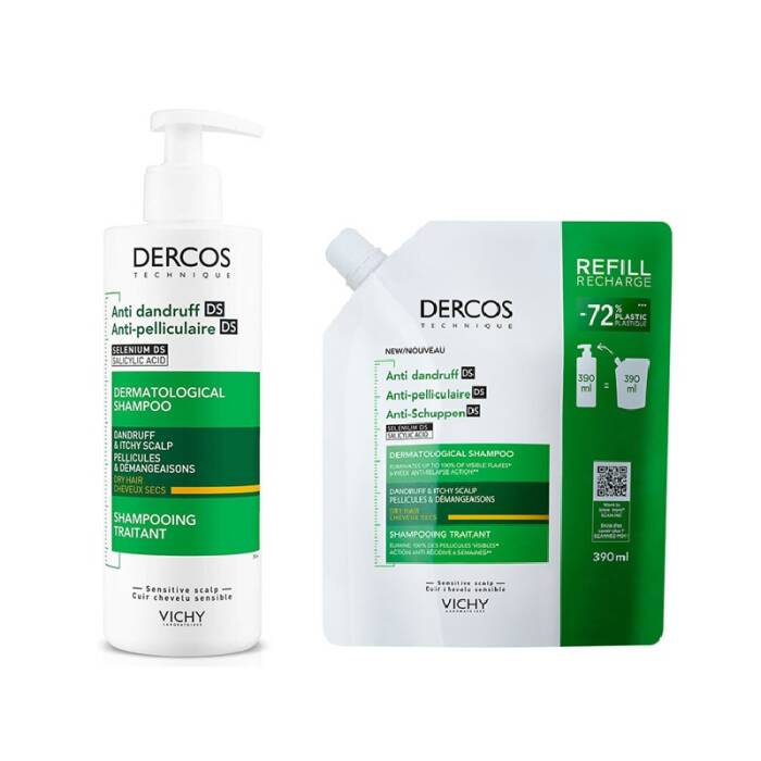 Vichy Dercos Anti-Dandruff Kuru Saçlar İçin Kepek Karşıtı Bakım Şampuanı 390 ml + Refill 390 ml - 1