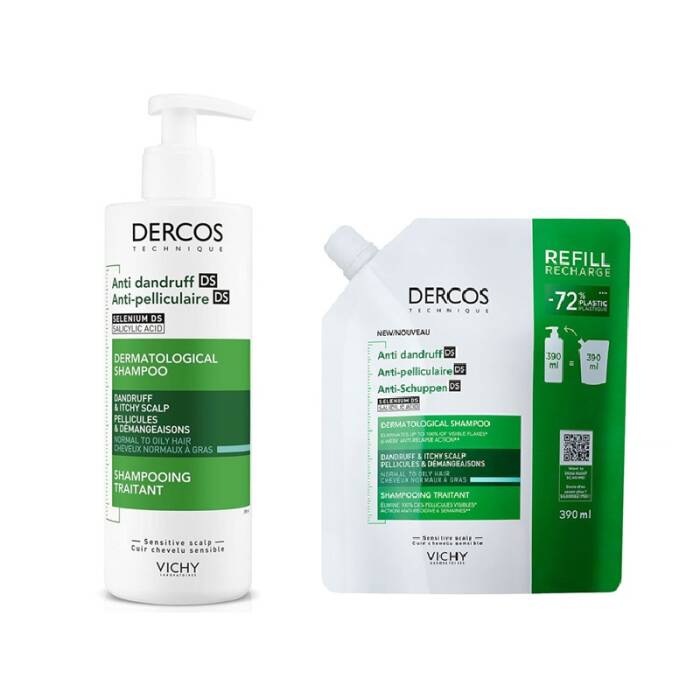 Vichy Dercos Anti-Dandruff Normal ve Yağlı Saçlar İçin Kepek Karşıtı Bakım Şampuanı 390 ml + Refill 390 ml - 1